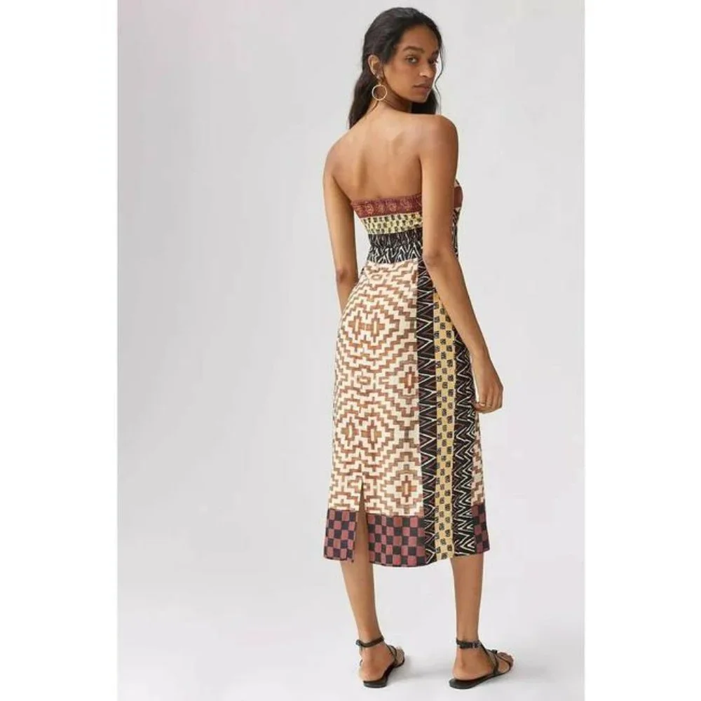 Anthropologie Brown Nwot Verb Pallavi Singhee Geo Cut-out Midi Night Out Dress - Picture 2 of 8